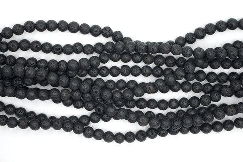 Black Lava Gemstone Beads, 4mm, Round